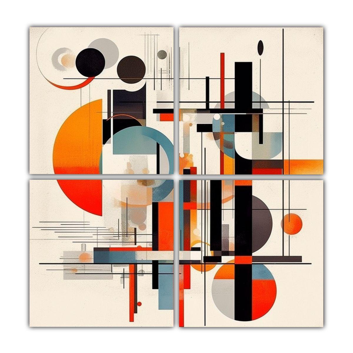 4 Composiciones Simetría Bauhaus Art Nouveau 180x180 Cm-0