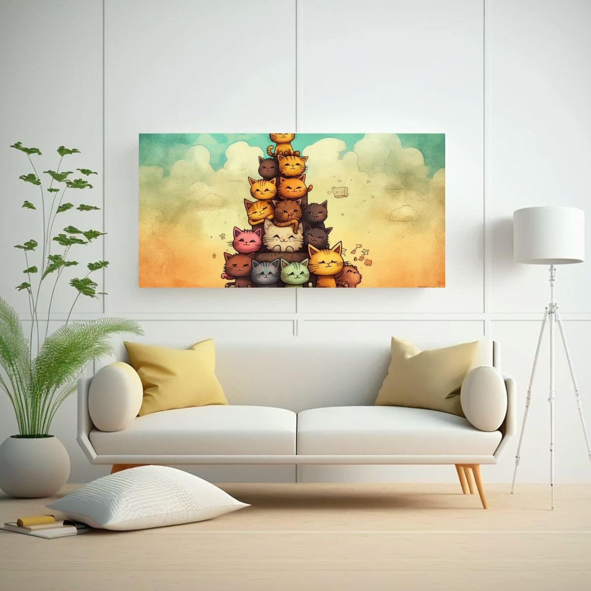 Cuadros Decorativos De Gatos En Colores, Perched 140x70cm-2