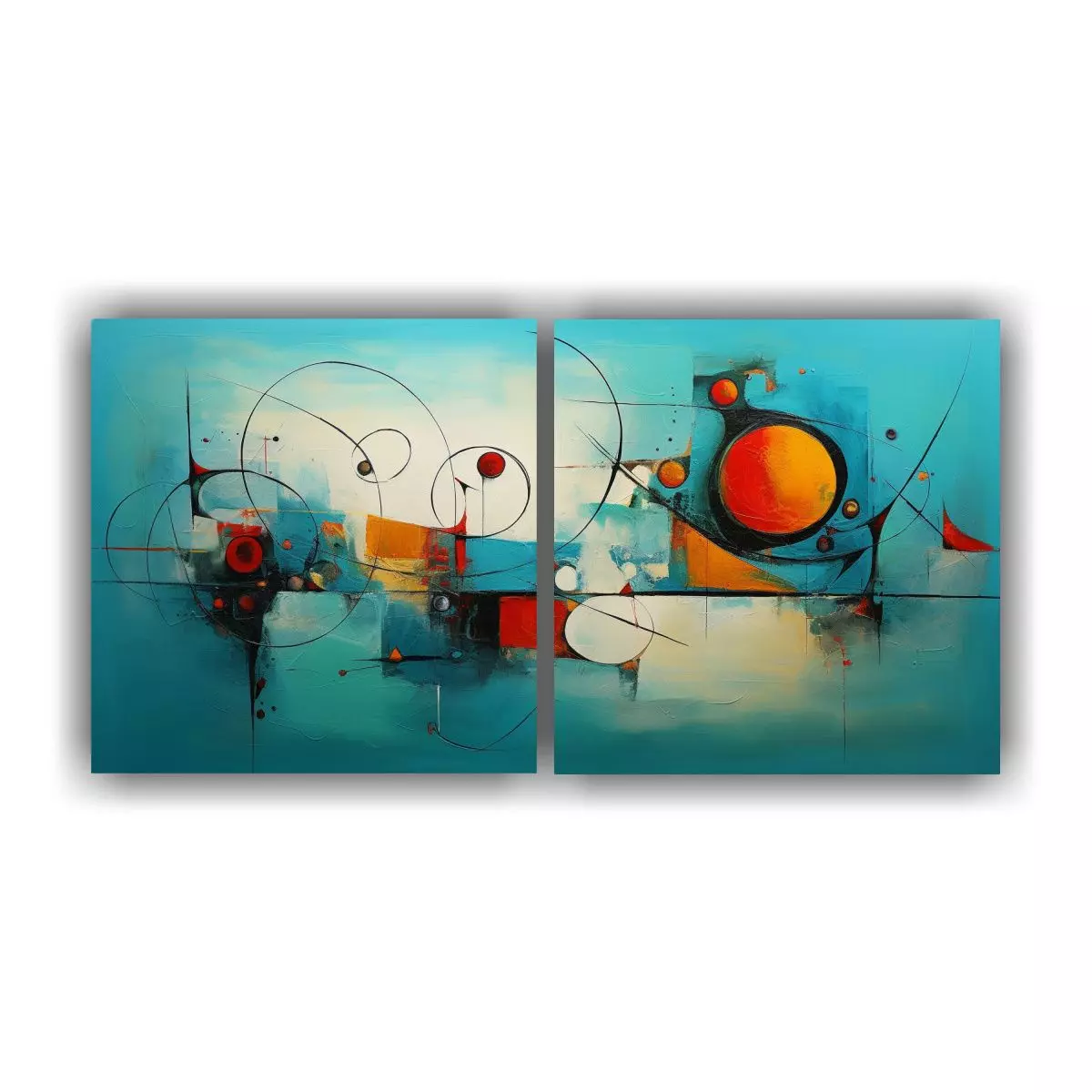 Pinturas Abstractas Turquesa Para Decoración: 120x60 Cm-0