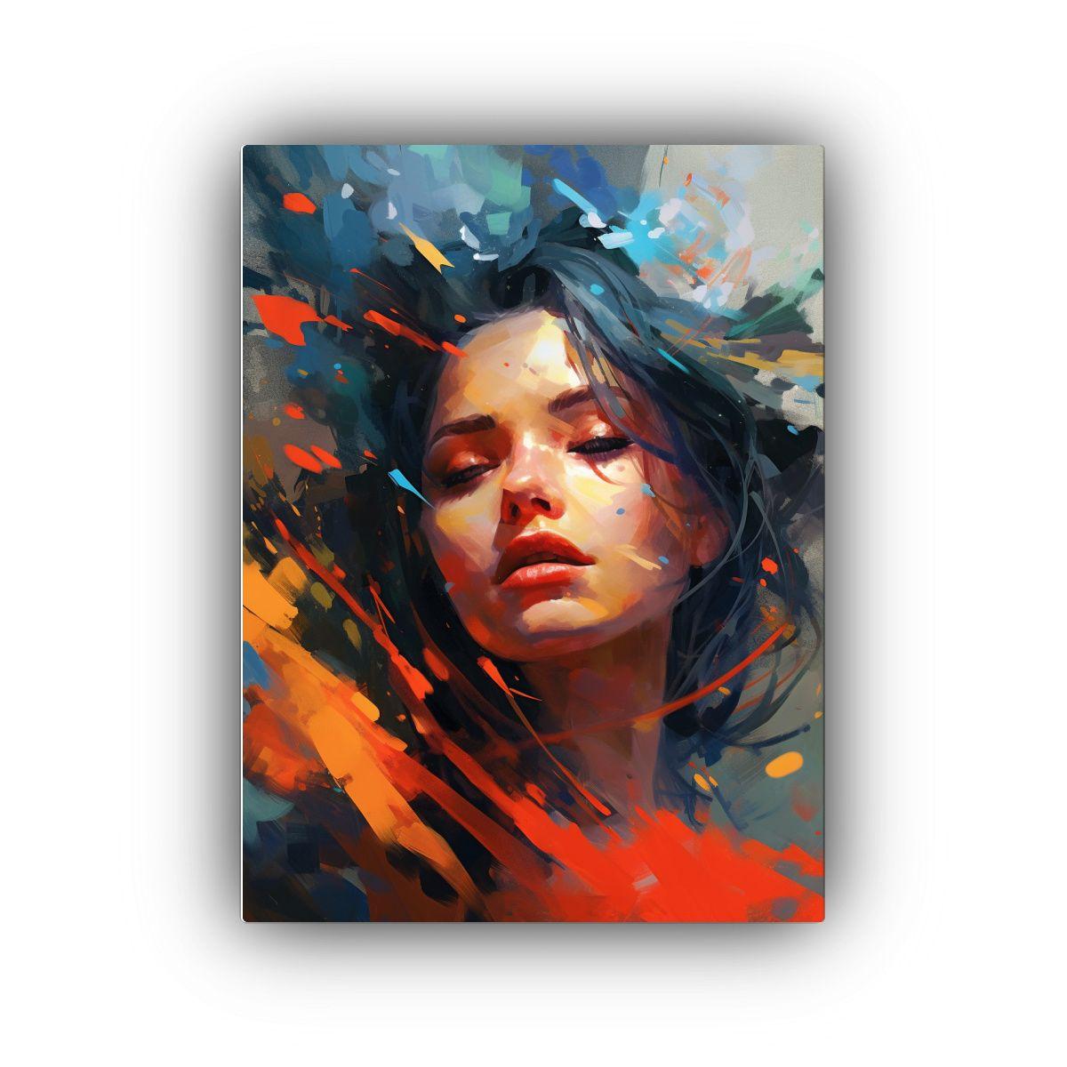 Pintura Decorativa De Composición Dibujo Intenso Retrato De 50x75cm-0