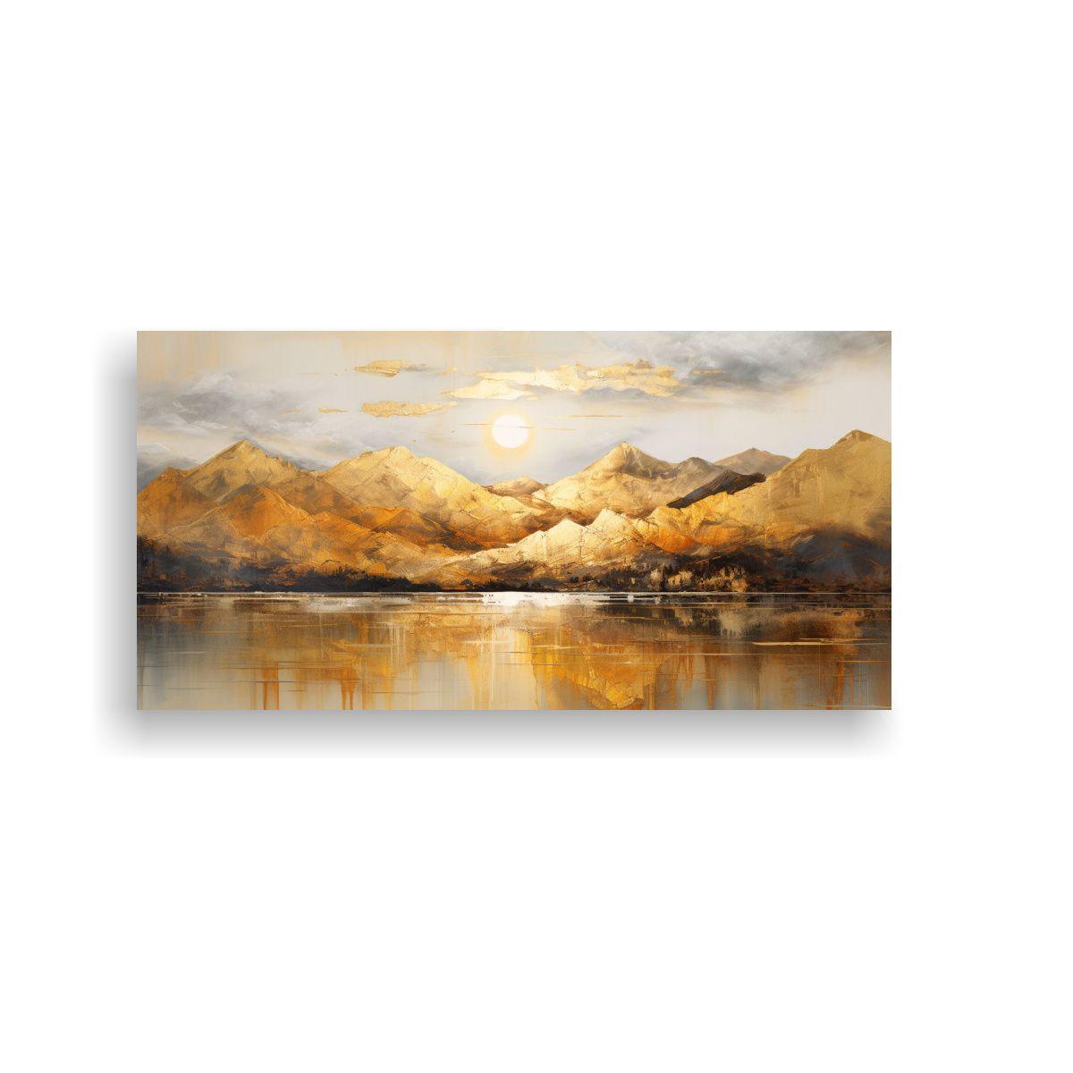 Pintura Abstracta Luminosa: Paisaje Lacustre Con T 120x60cm-0