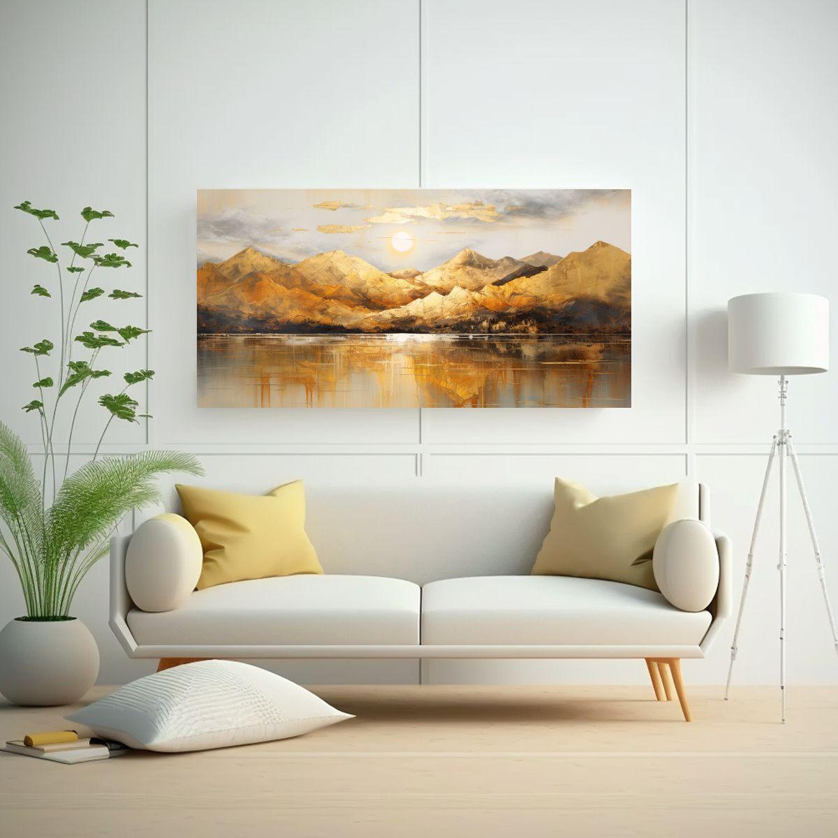 Pintura Abstracta Luminosa: Paisaje Lacustre Con T 120x60cm-2