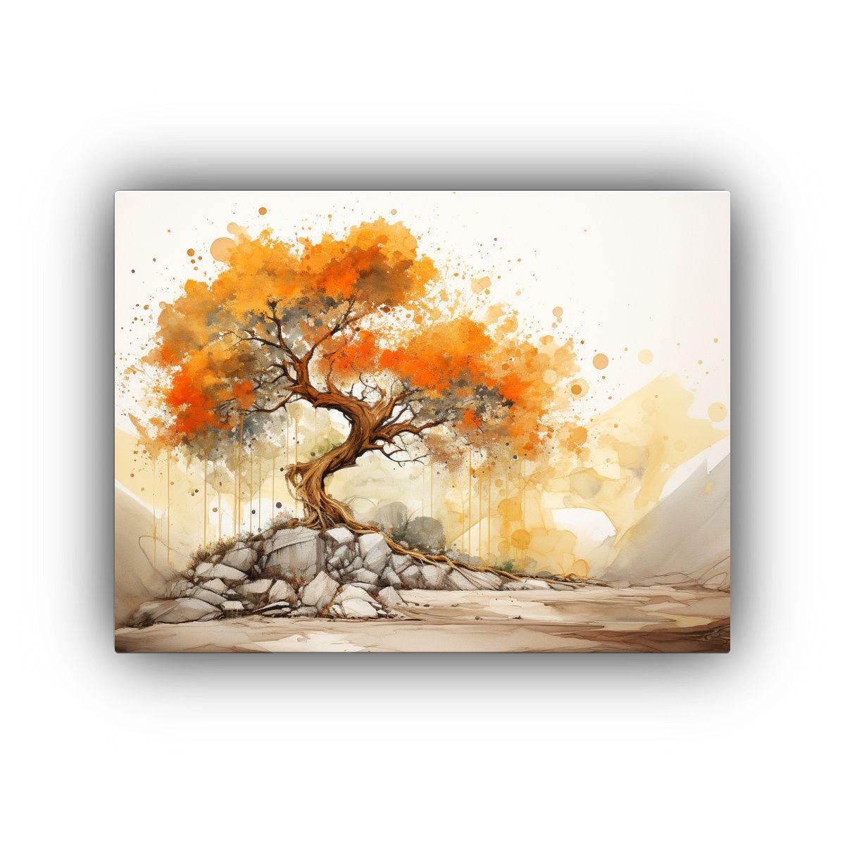 Pintura Abstracta Arte Moderno: Salón Con Árbol 75x50cm-0