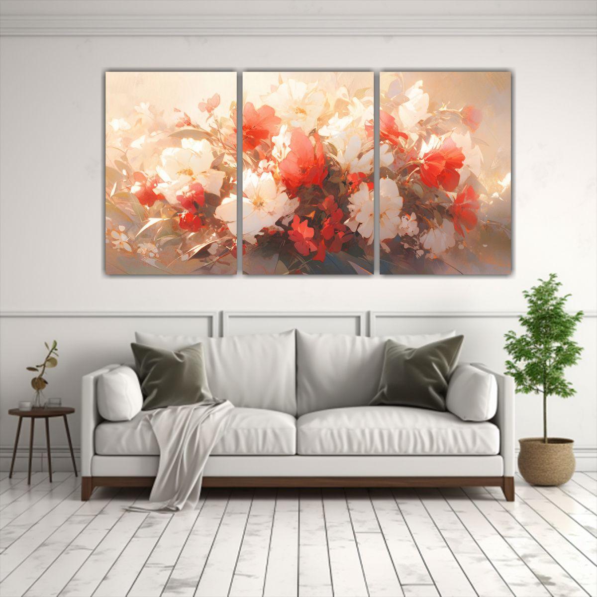 Tres Telas En Bastidor Con Armonía De Colores 150x75 Cm-2