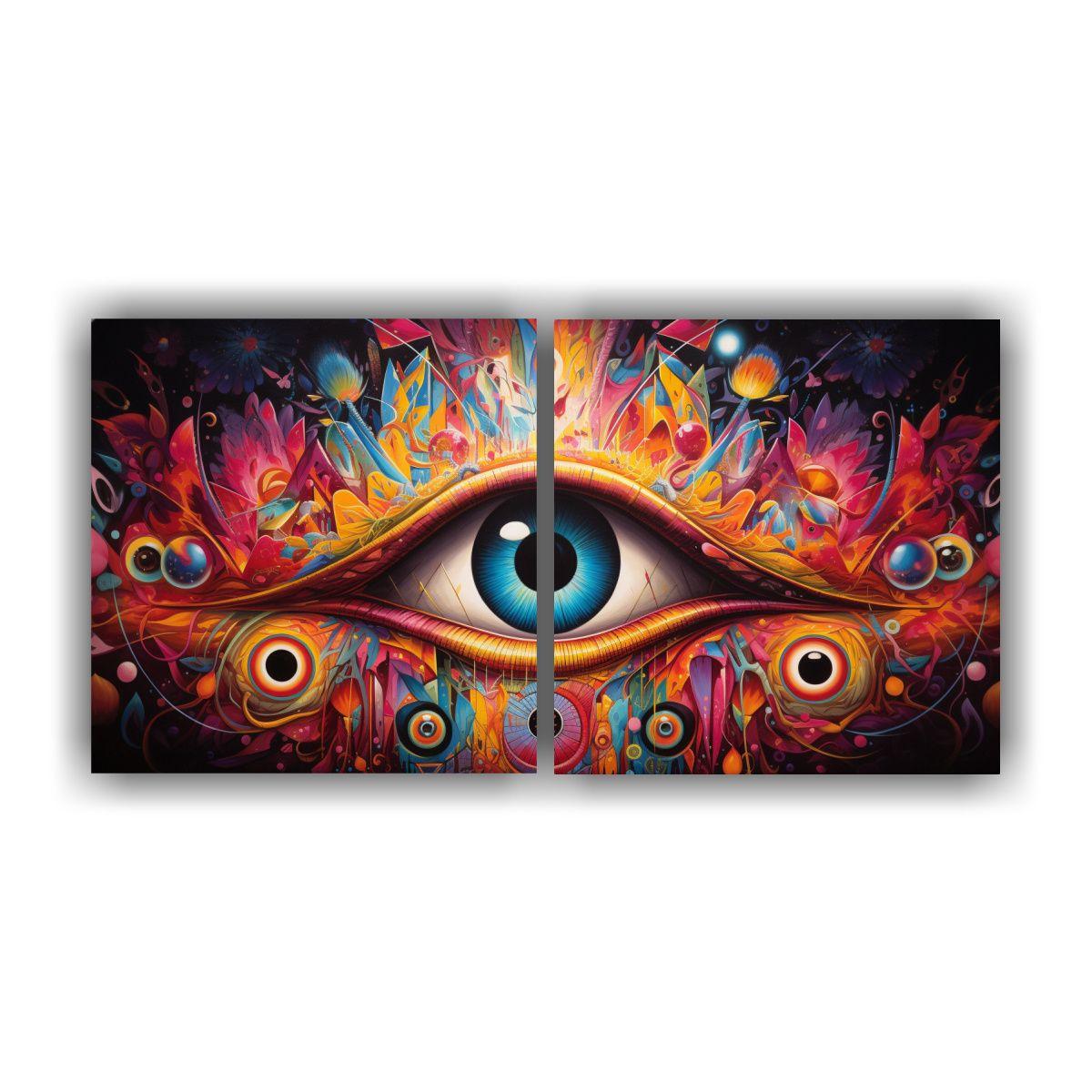 Arte Abstracto: Ojos Impresionantes En Dos Estilos 40x20 Cm-0