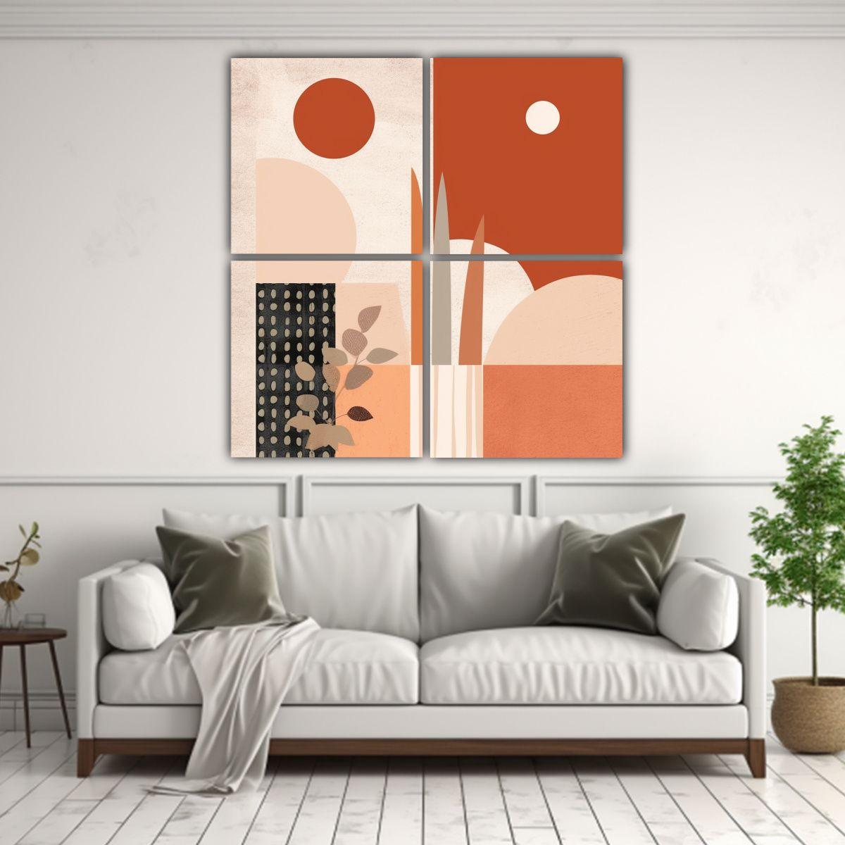 Pinturas Abstractas En Bastidor De Estilo Boho 100x100 Cm-2