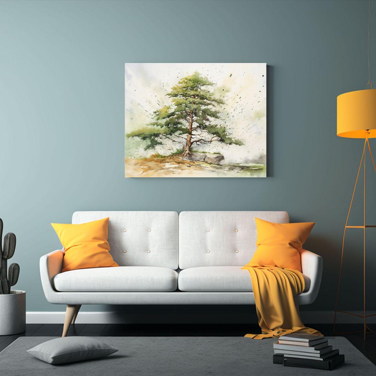 Cuadro Abstracto Estilo Galería: Equilibrio De Un árbol De 45x30cm-2
