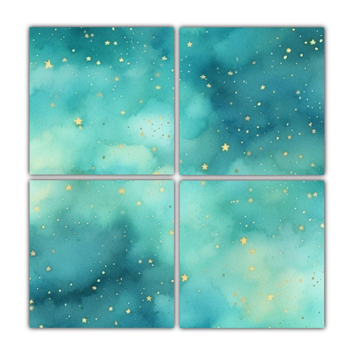 Cuadro Clásico Inspirador En Acuarela Turquesa 120x120 Cm-0