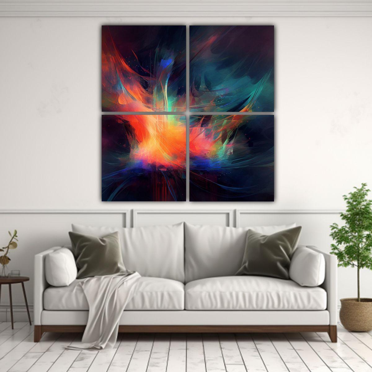 Cuatro Lienzos Vanguardia Obra Maestra 200x200 Cm-2