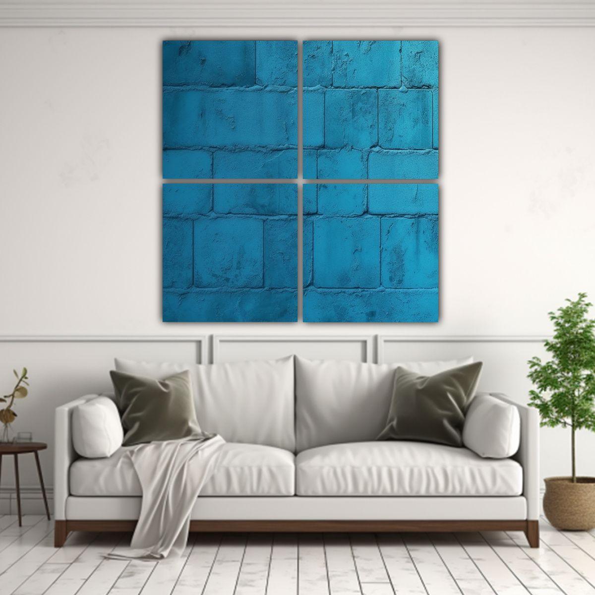 Cuatro Telas En Bastidor Azul Intenso Closeup 60x60 Cm-2