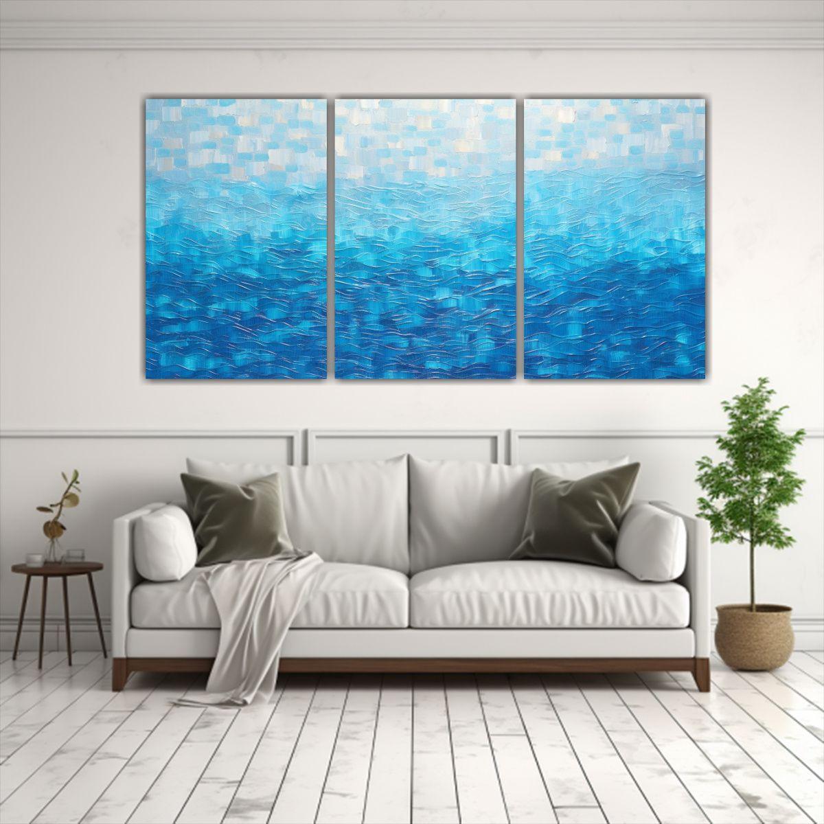Set De 3 Cuadros Inspirador Estilo Puntillismo 90x45 Cm-2