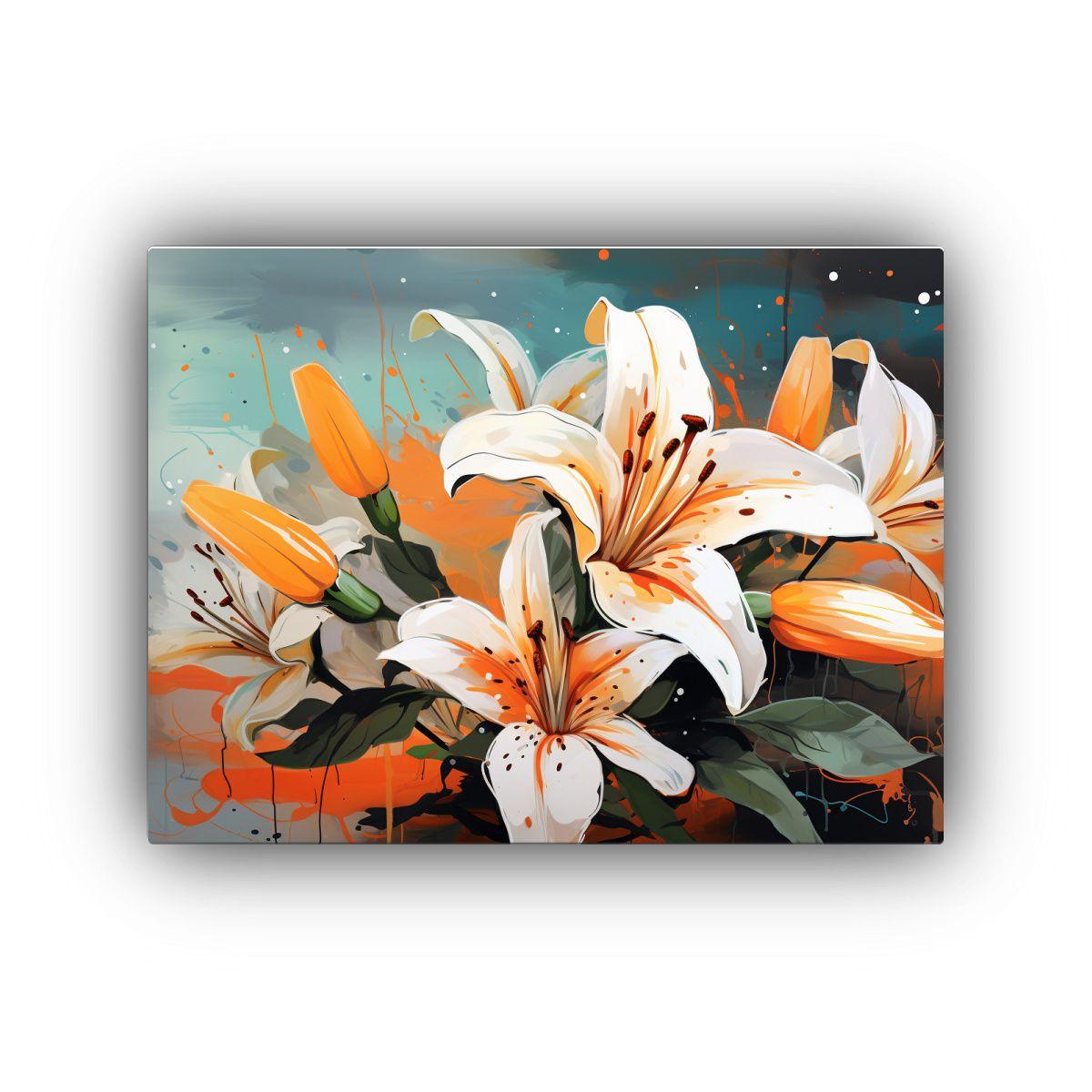 Cuadro Inspirador Arte Gráfico Blanco Y Naranja Estilo Neon 90x60cm-0