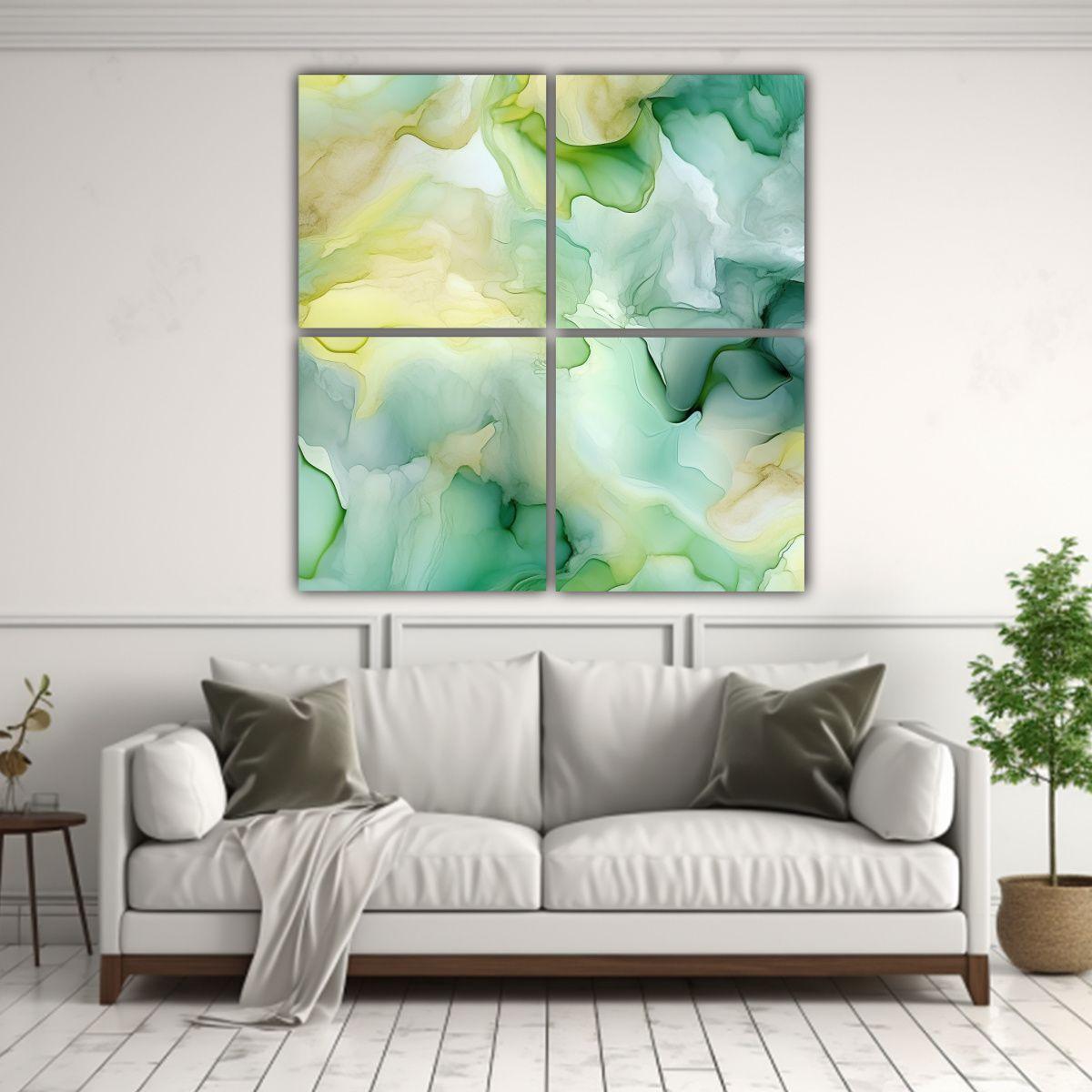 Cuatro Telas Bastidor Abstracción Expresividad 120x120 Cm-2