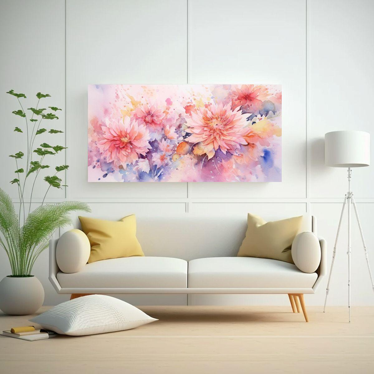 Pinturas Decorativas De Flores Acuarelas 40x20cm-2