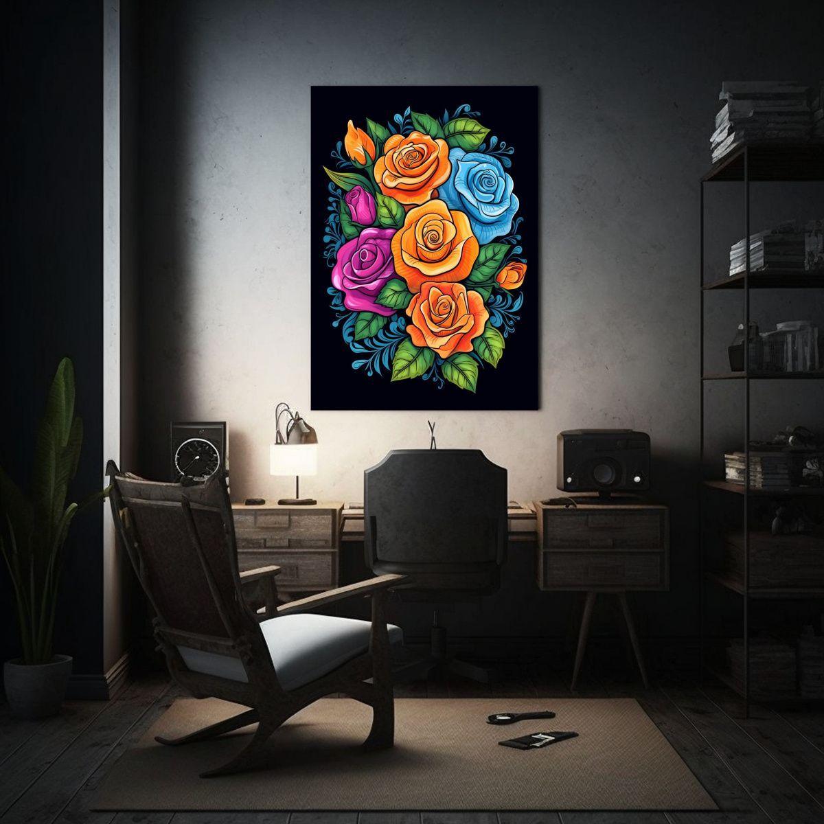 Página De Colorear Flores Negras En Lienzo 60x90 cm-2