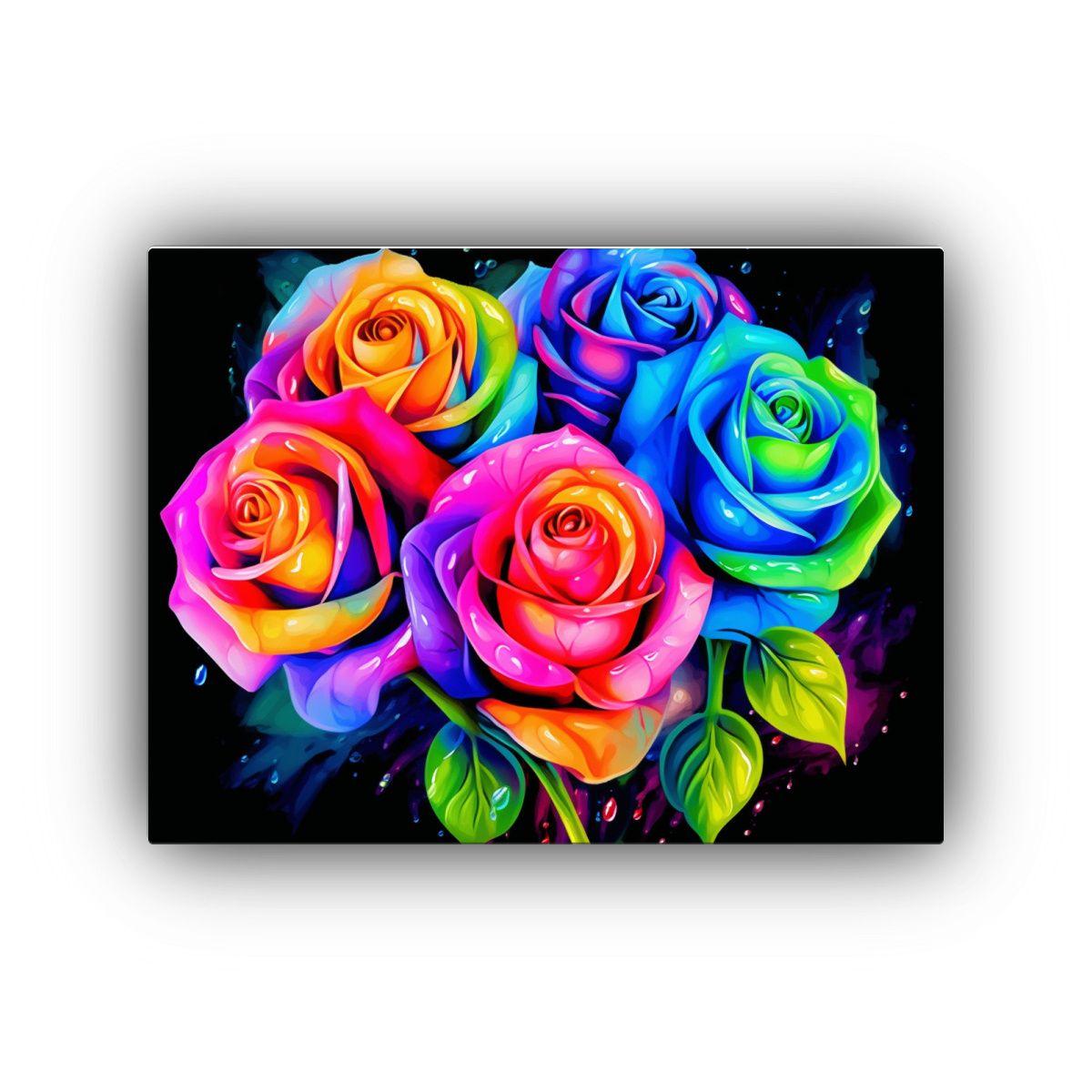 Cuadro De Dibujo Inspiración Rosas Arcoíris Realistas Y Vi 65x50cm-0