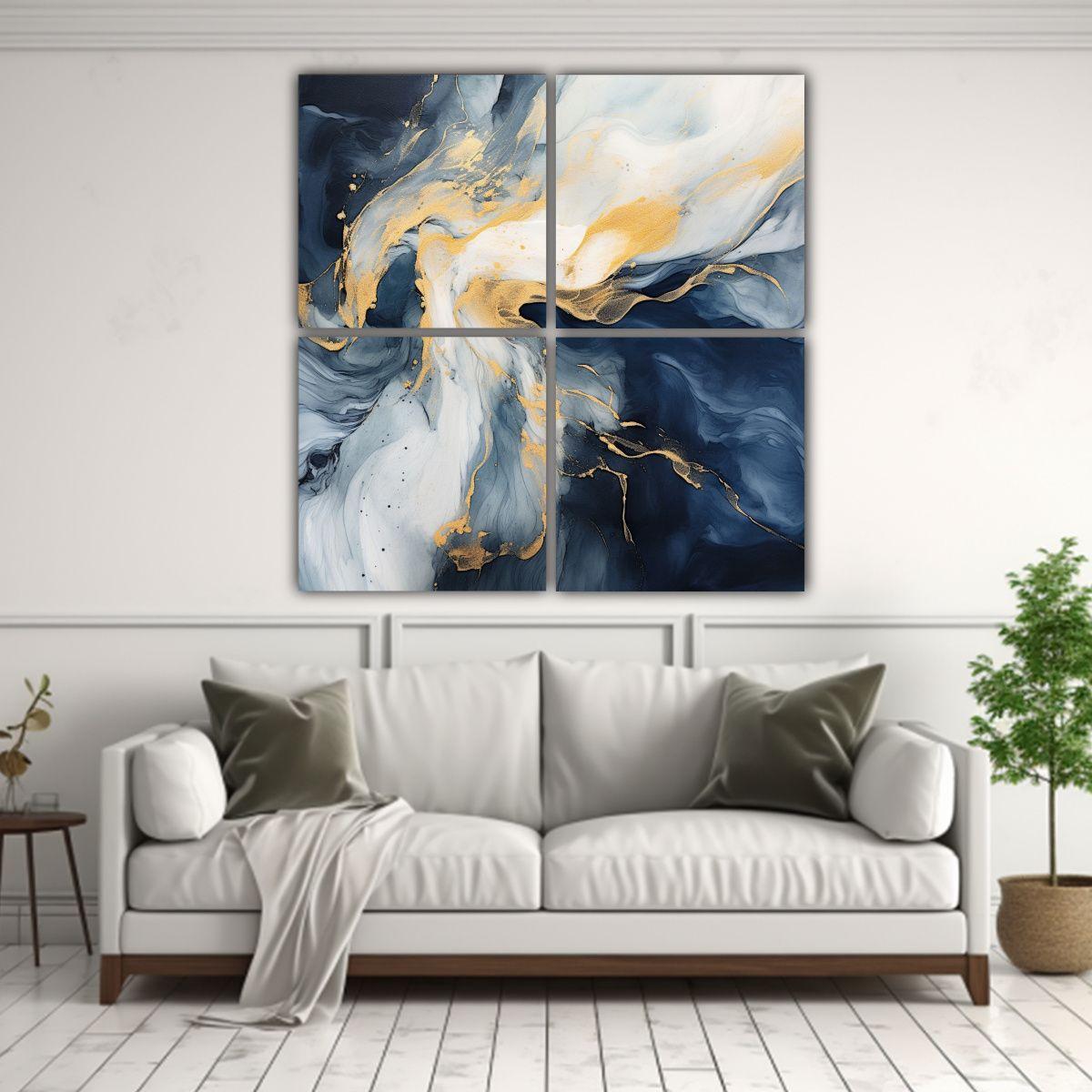 Cuatro Artes Calidos Tematica Abstracto En Tonos 160x160 Cm-2