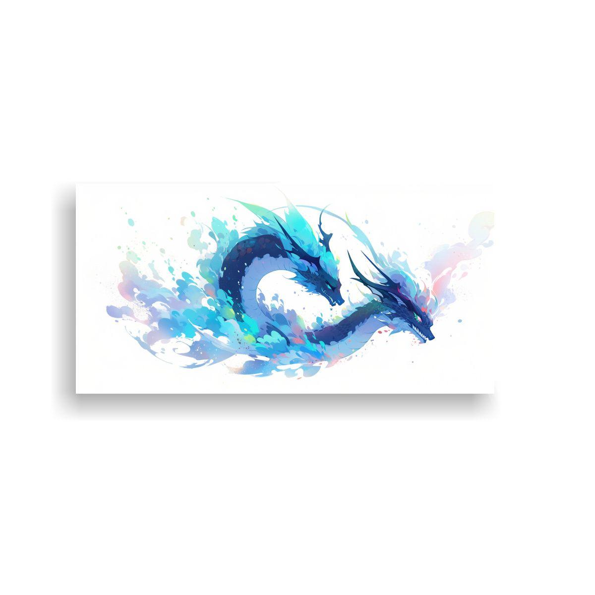 Pintura Equilibrio Visual Dragón Acuarela Colores 100x50cm-0