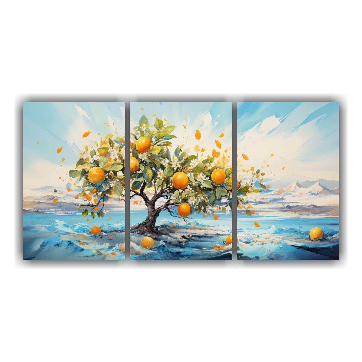 Cuadros De Árbol Naranja Y Azul Abstracto, 180x90 Cm-0