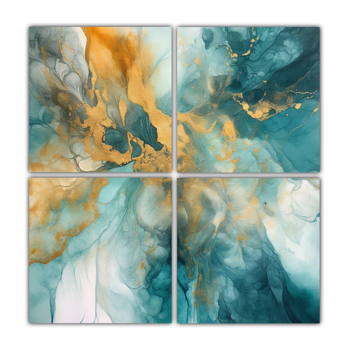 Cuatro Lienzos Pintura Acuarela En Estilo Finas 120x120 Cm-0