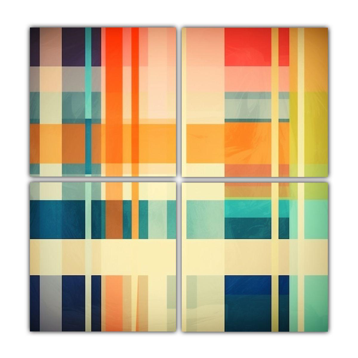 Cuatro Artes Movimiento Verano Colores Abstractos 140x140 Cm-0