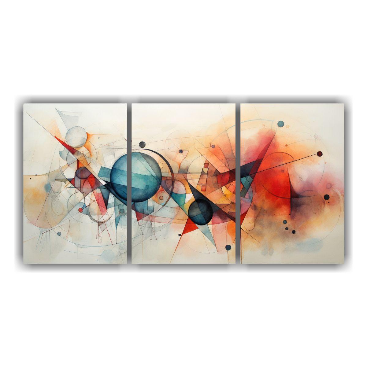 Tres Lienzos Movimiento Representación Abstracta 120x60 Cm-0