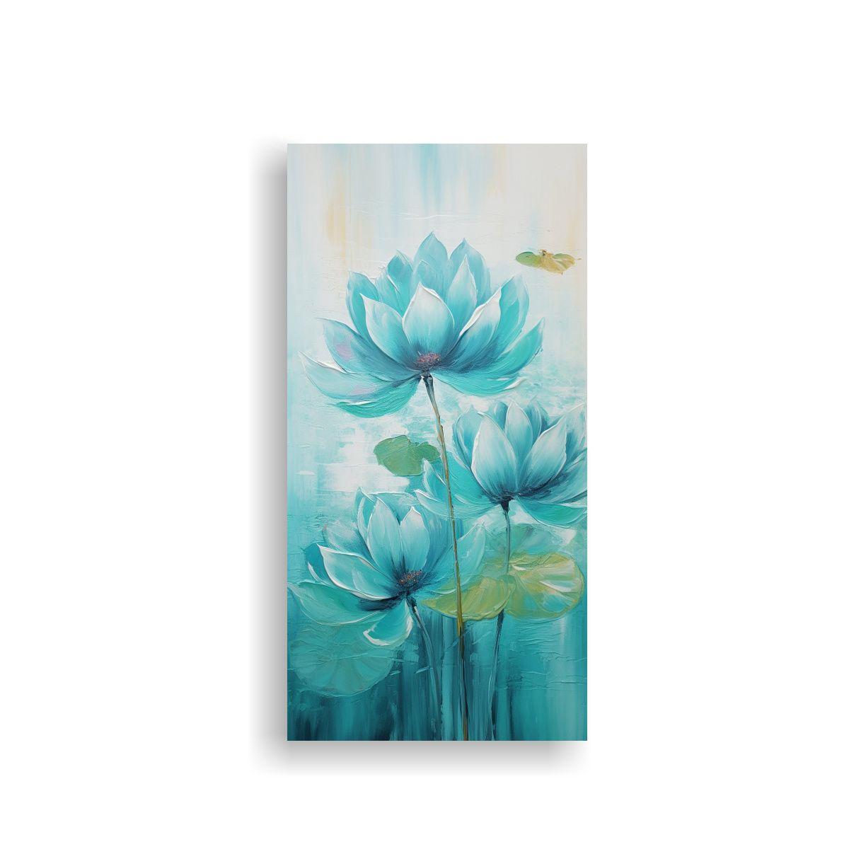 Pintura En Lienzo Temática Vintage De Un Loto 40x80cm-0