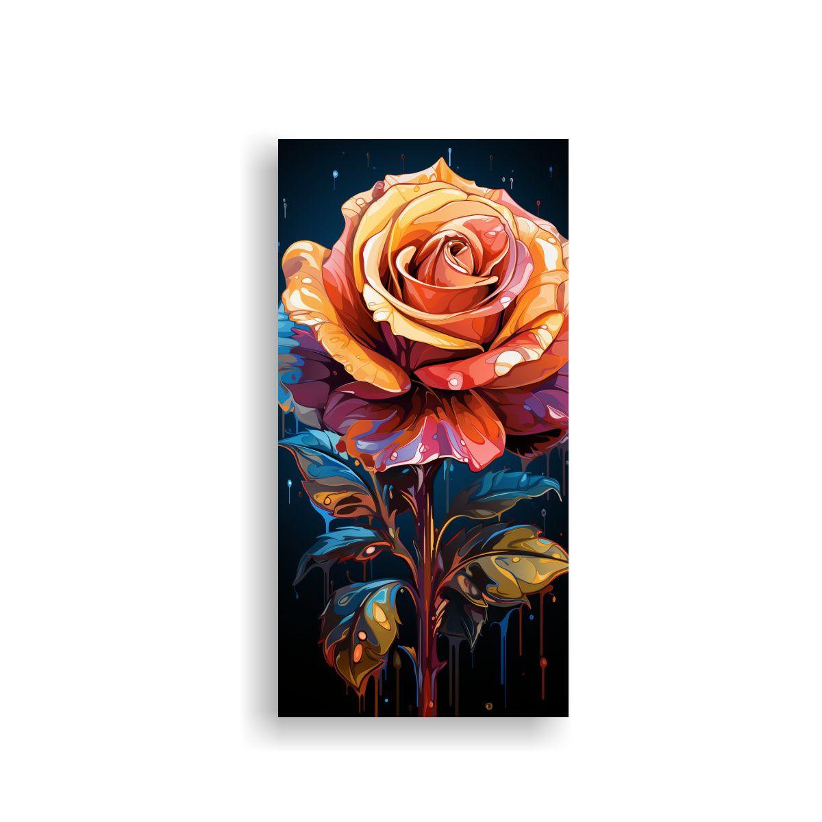 Pintura En Bastidor Estilo Graffiti Rosa Floral, 40x80cm-0