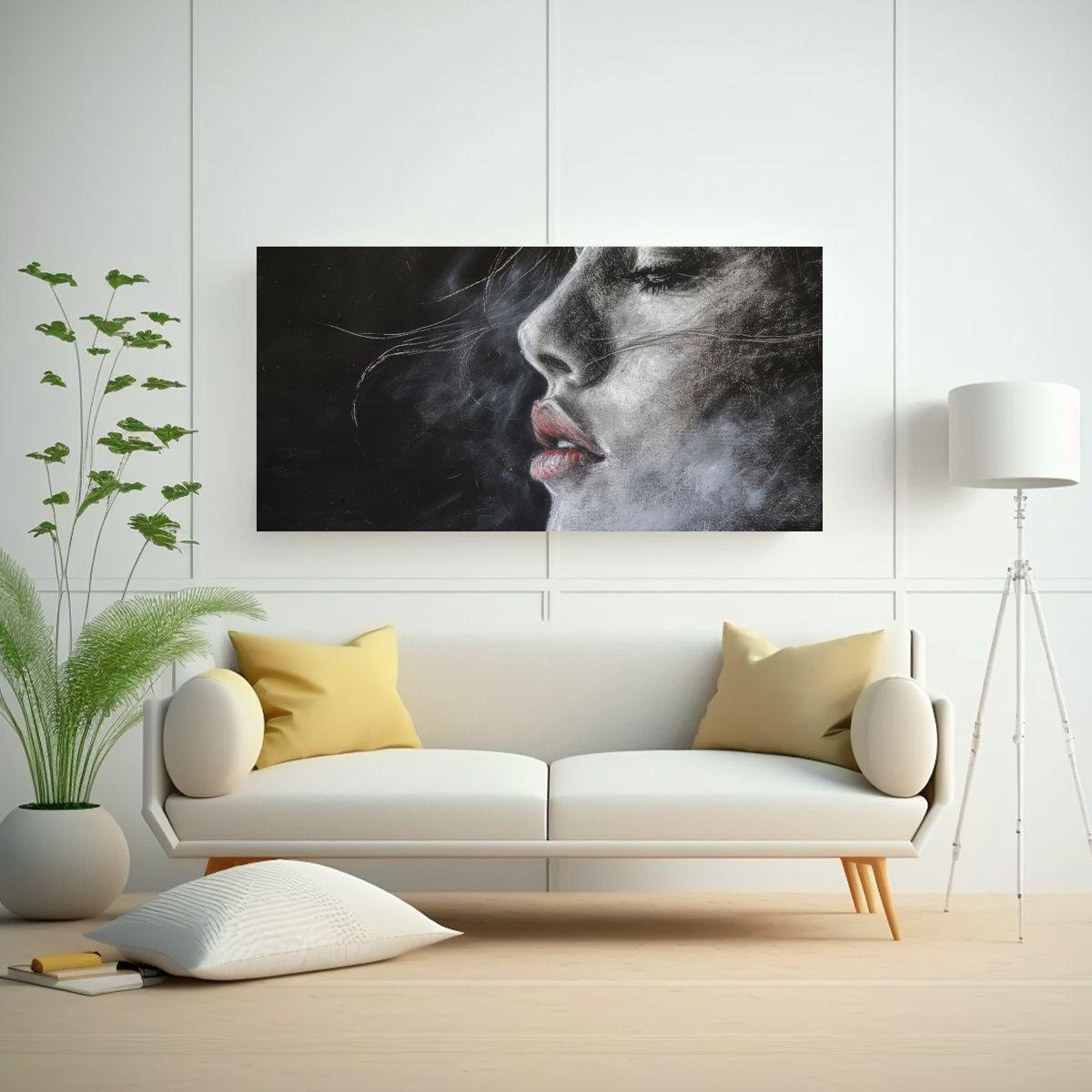 Arte Moderno Calidad Alta Dibujo Tiza Mujer 73 60x30cm-2
