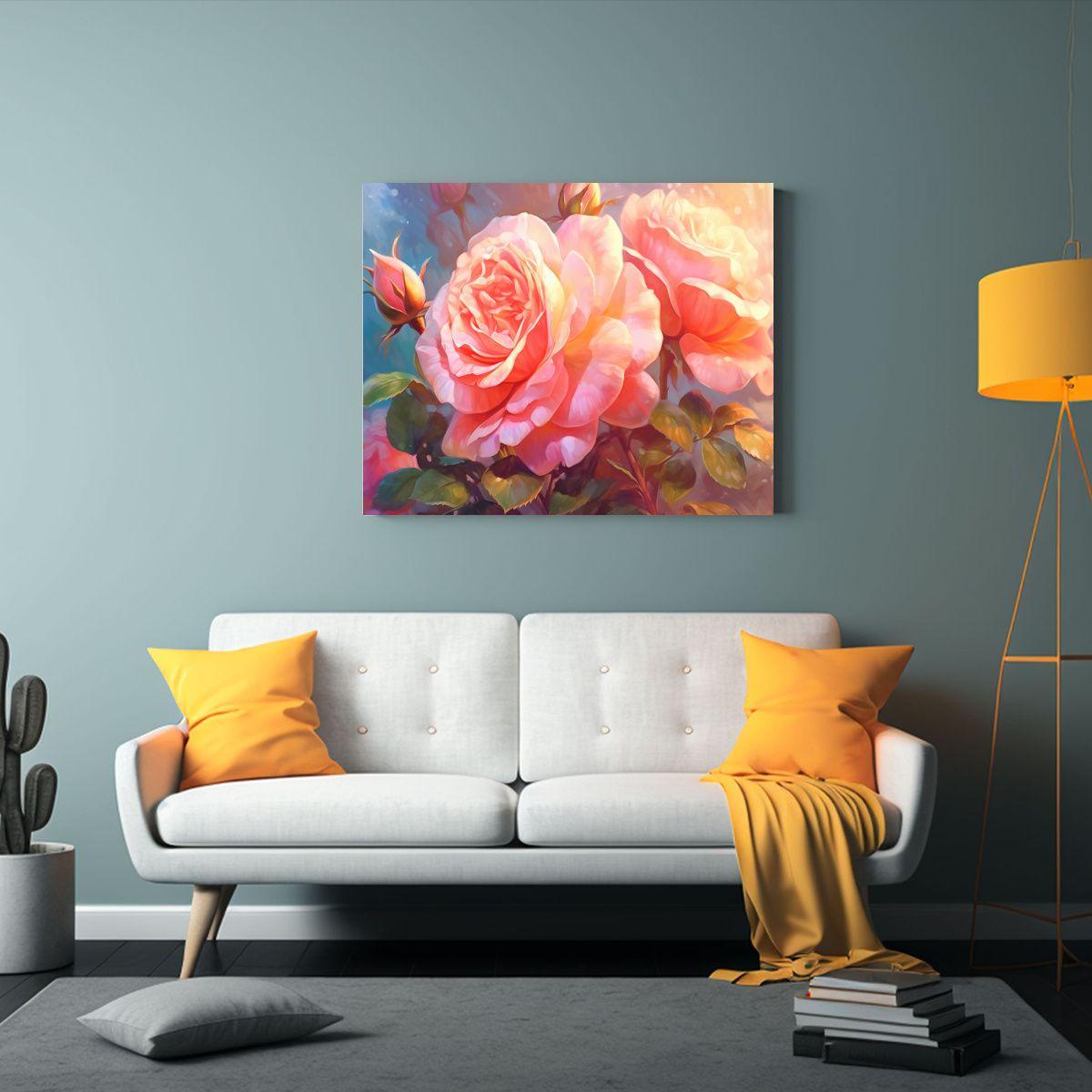 Cuadro Lienzo Rosa Pastel Con Intenso Patrón De Belleza 40x30cm-2
