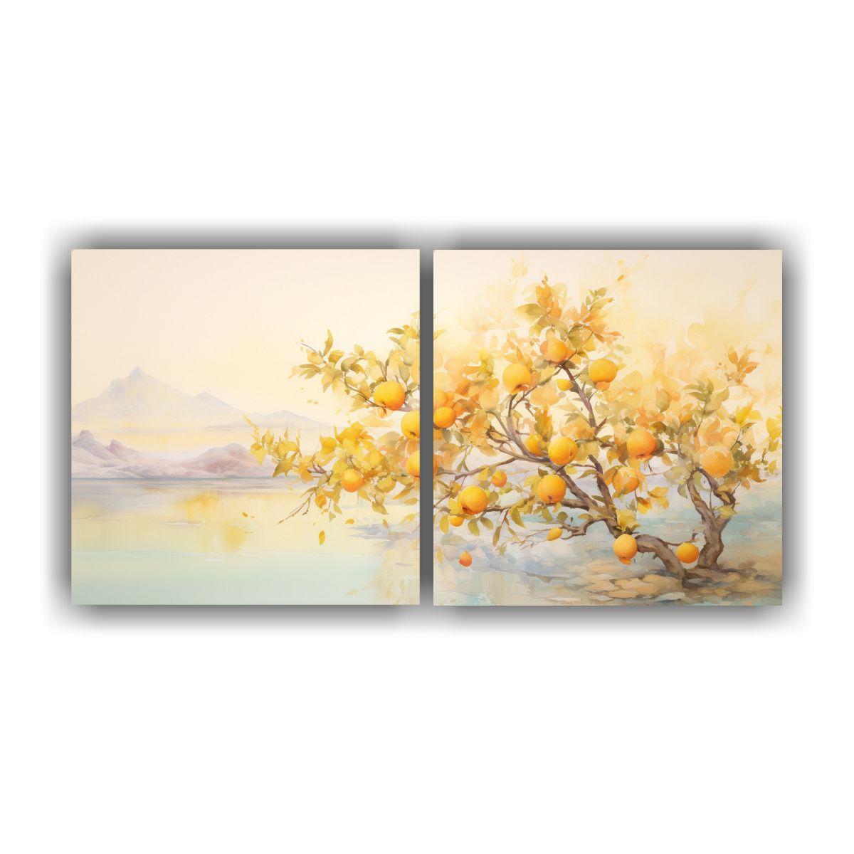 Painting Abstracto árbol Melocotón Dorado Y 120x60 Cm-0