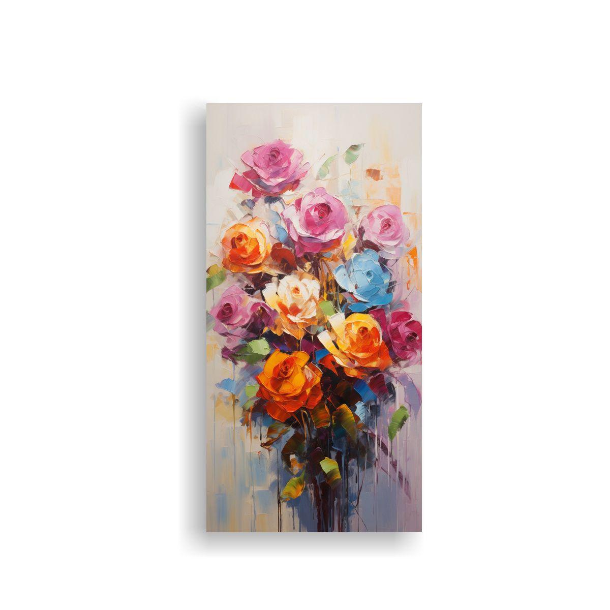 Pintura Moderna Impresionante De Rosas En Colores 50x100cm-0