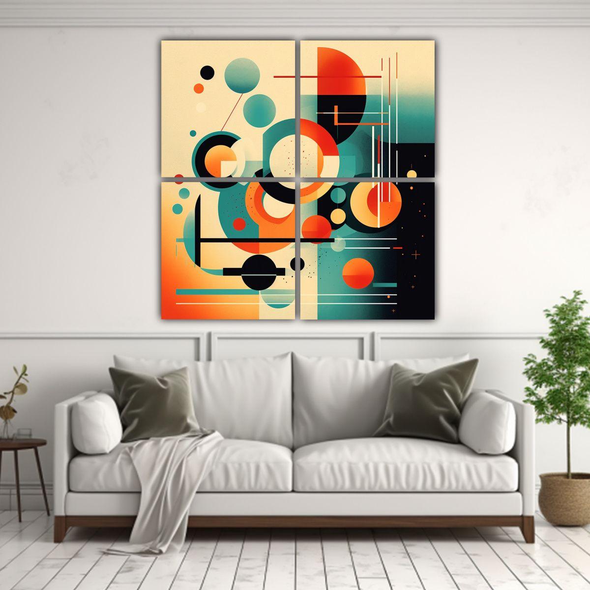 Cuatro Lienzos De Tela Con Diseño Gráfico 160x160 Cm-2