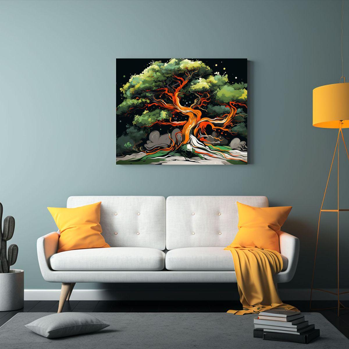 Cuadros Decorativos De Arte De Pared Junípero En Verde Y Na 65x50cm-2