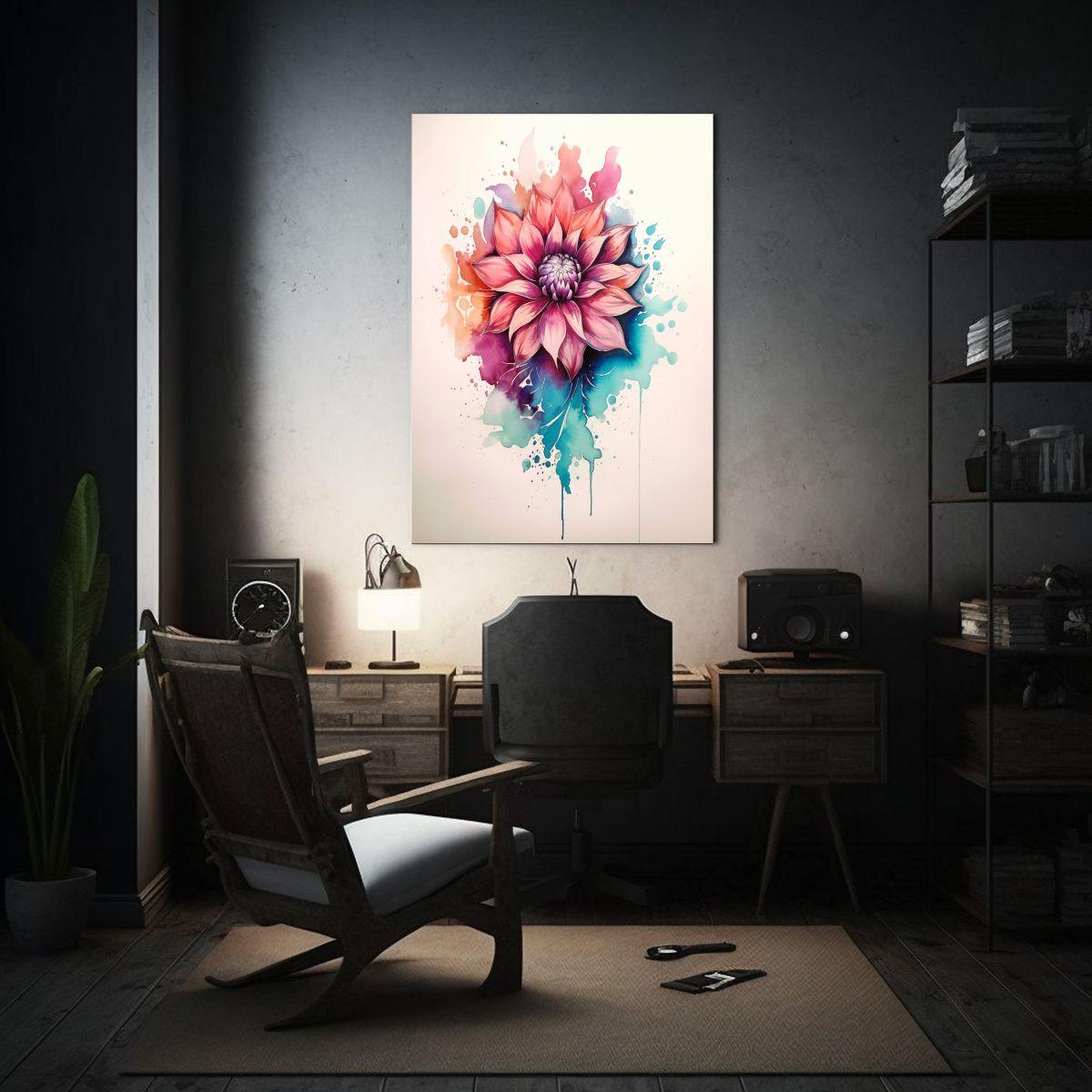 Pintura En Tela Temática De Flores Acuarela 50x65cm-2