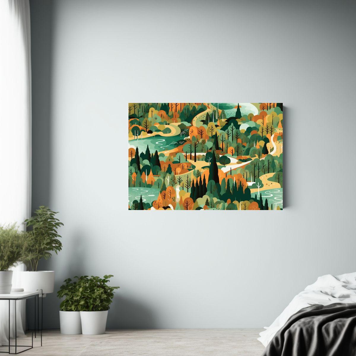 Cuadro Lienzo Calma Inspirado En Adirondack, Vintage 60s 45x30cm-2