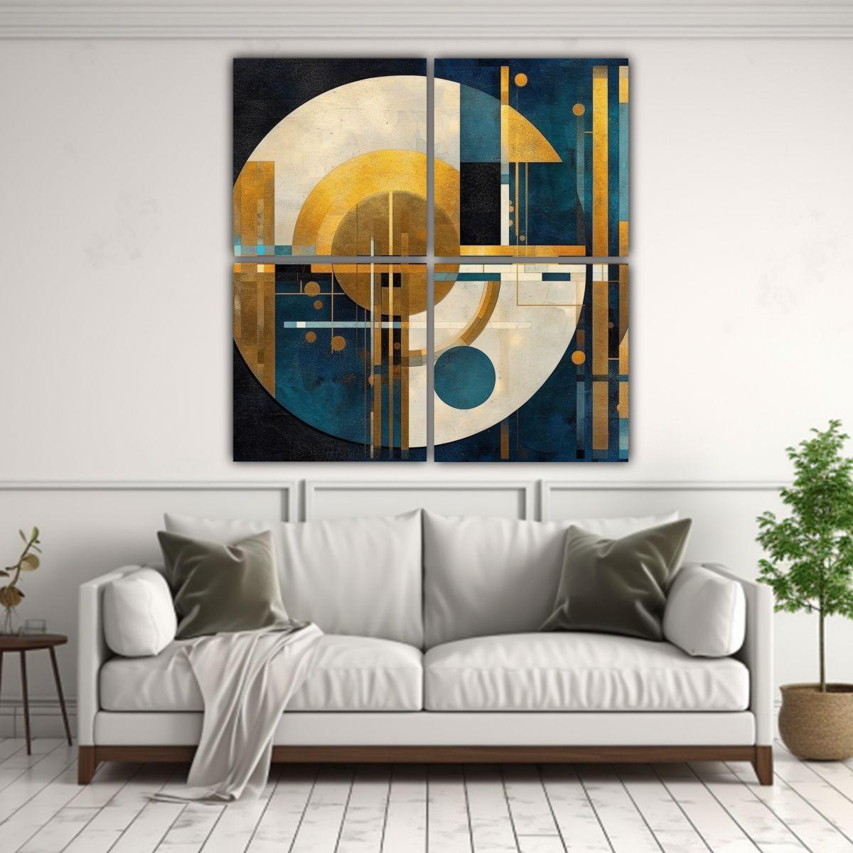 Cuadros Vanguardia Contraste Con Círculos Arte 160x160 Cm-2