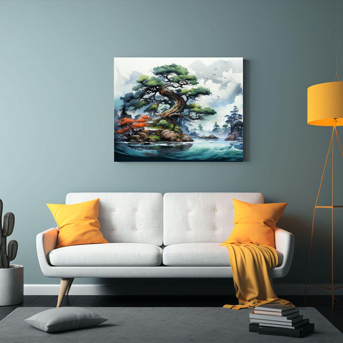 Pintura Abstracta De árbol De Pino En Colores 65x50 Cm-2