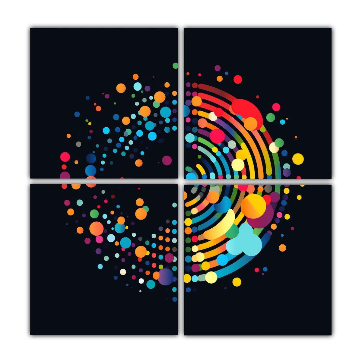 Pintura Abstracta De Vanguardia Con 4 Colores 140x140 Cm-0