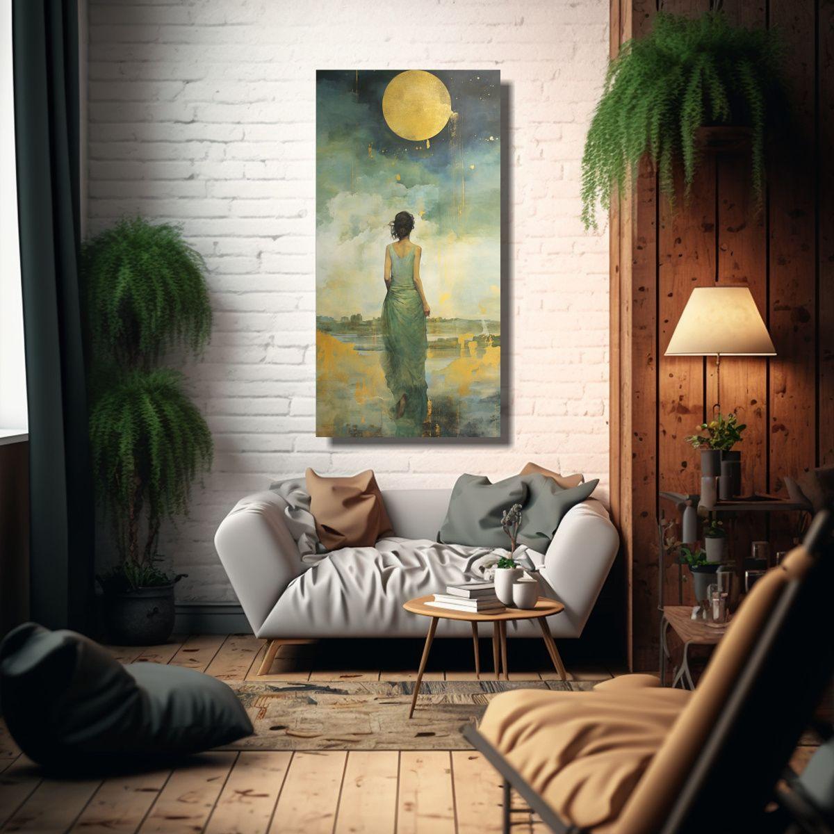 Pintura De Diseño Calma De Canva Con Acuarela 70x140cm-2