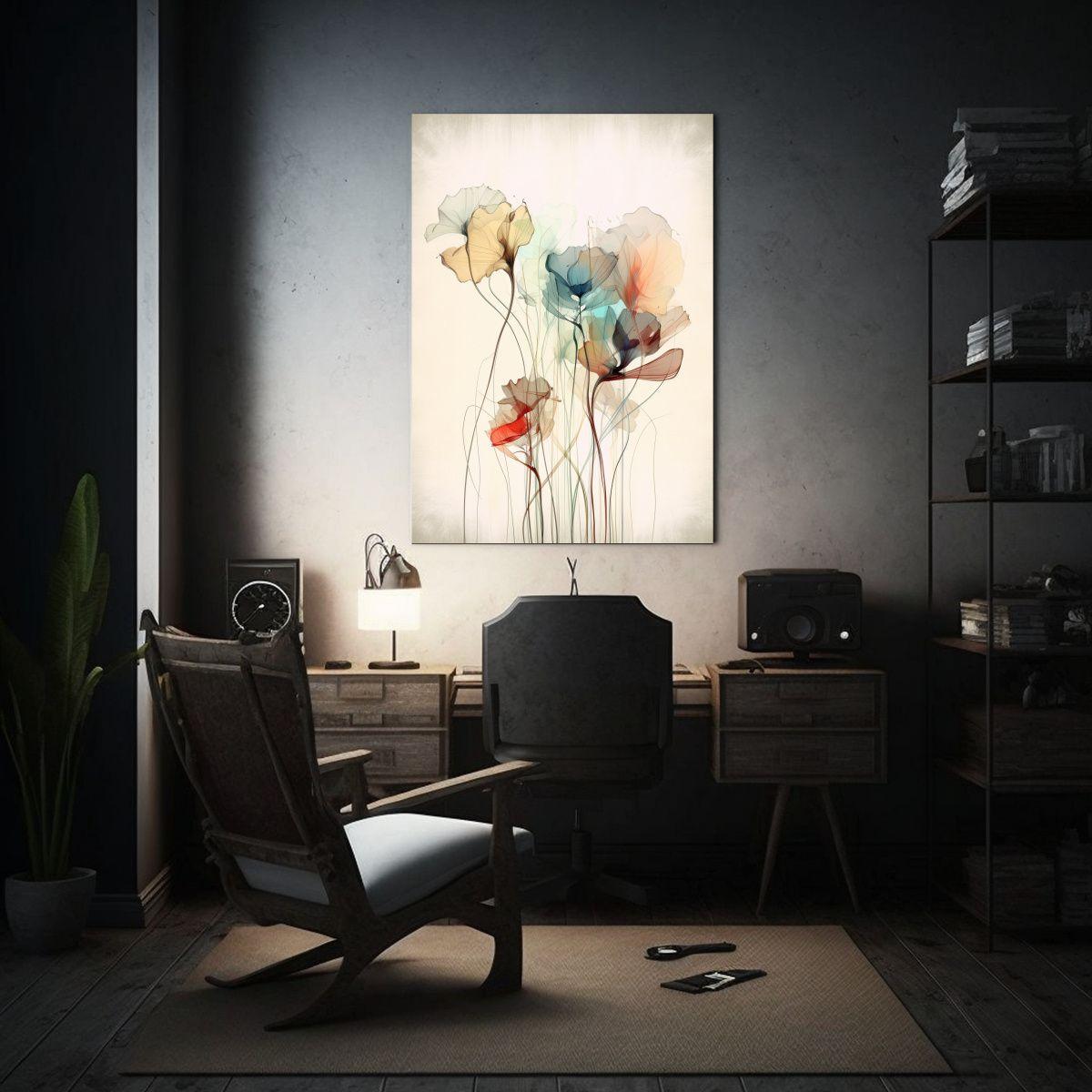 Cuadro Abstracto De Flores En Línea Armonía 30x45cm-2