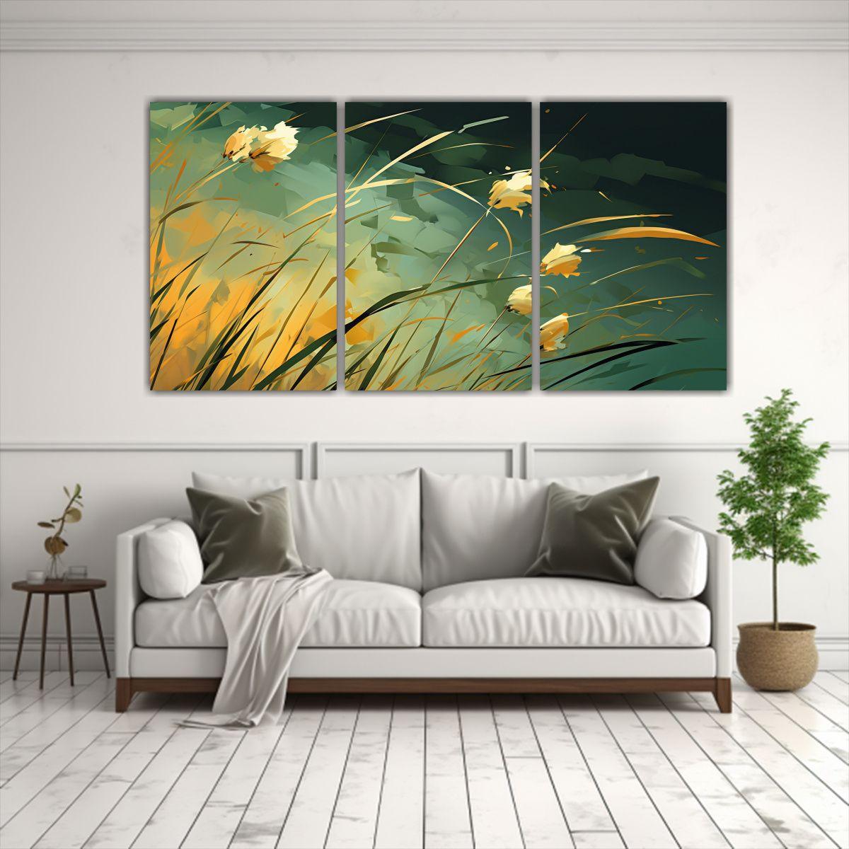 Pinturas Decorativas Abstractas De Tres Cuadros 240x120 Cm-2