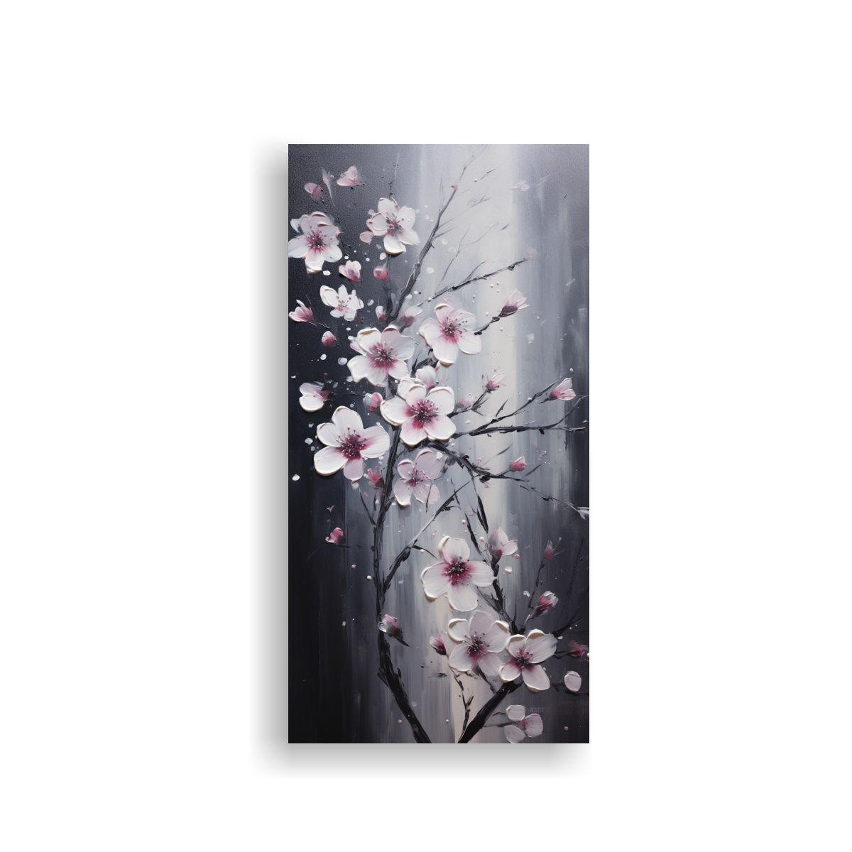 Pintura En Lienzo De Cerezos Negros Con Tema De 20x40cm-0