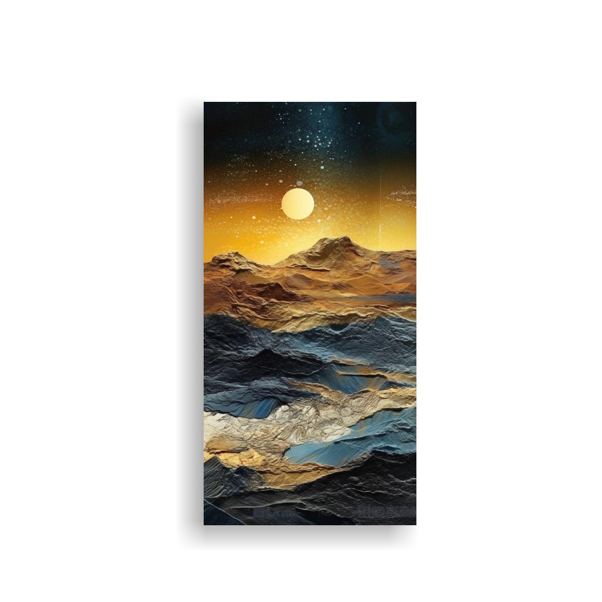 Cuadro Paisaje Montañas Cálido Y Azul 60x120cm-0