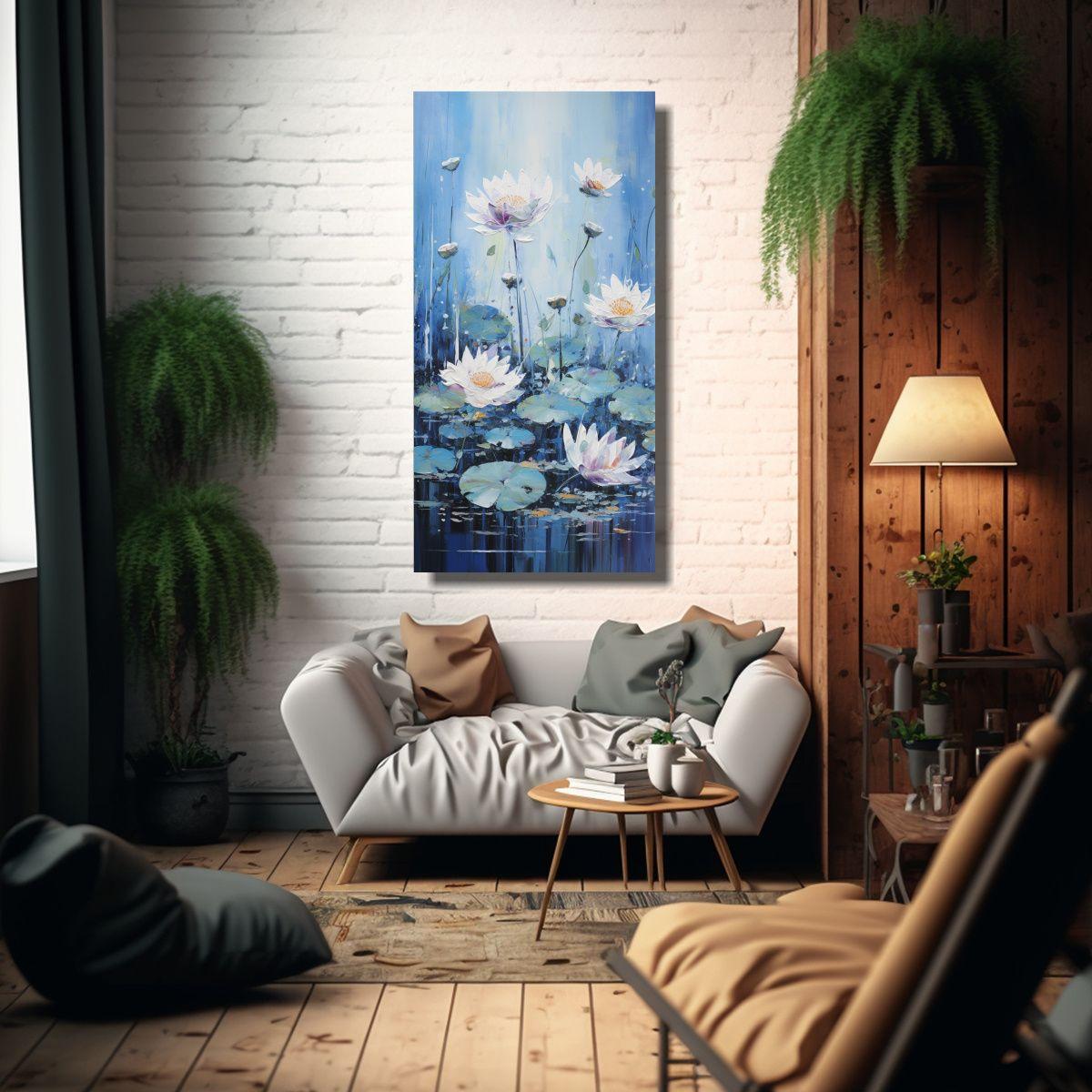 Arte De Pared Tonos Impresionante Pintura De Loto 30x60cm-2
