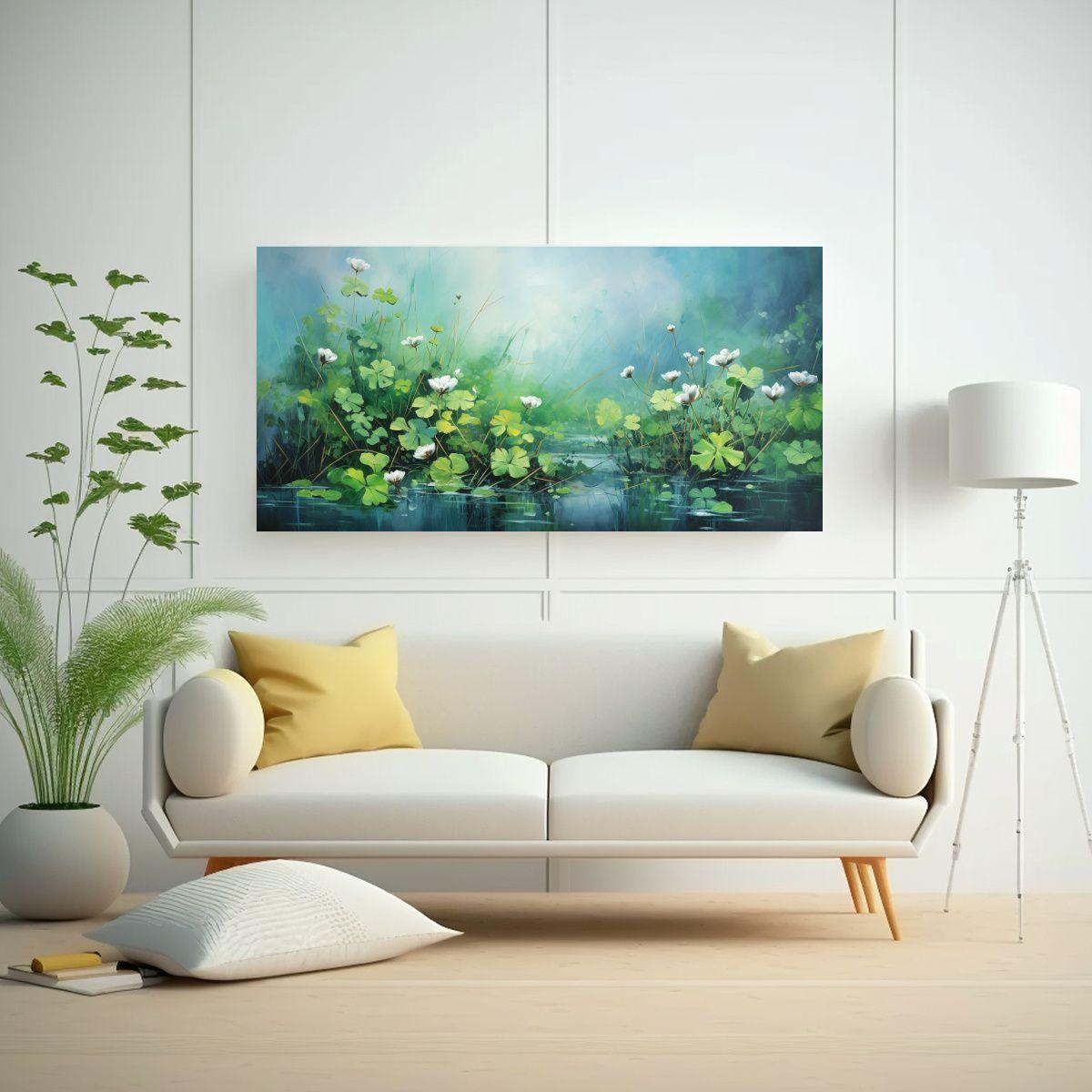 Cuadro Abstracto De Hierbas Trébol En Armonía 120x60cm-2