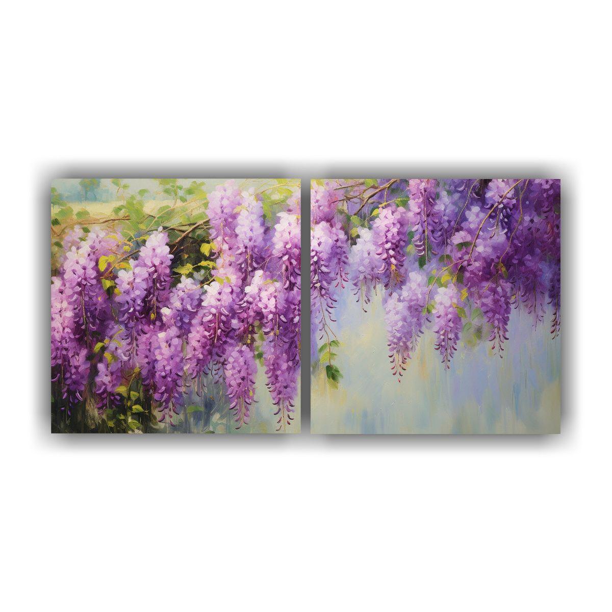 Pintura Abstracta De Flores De Glicina En Detalle 120x60 Cm-0