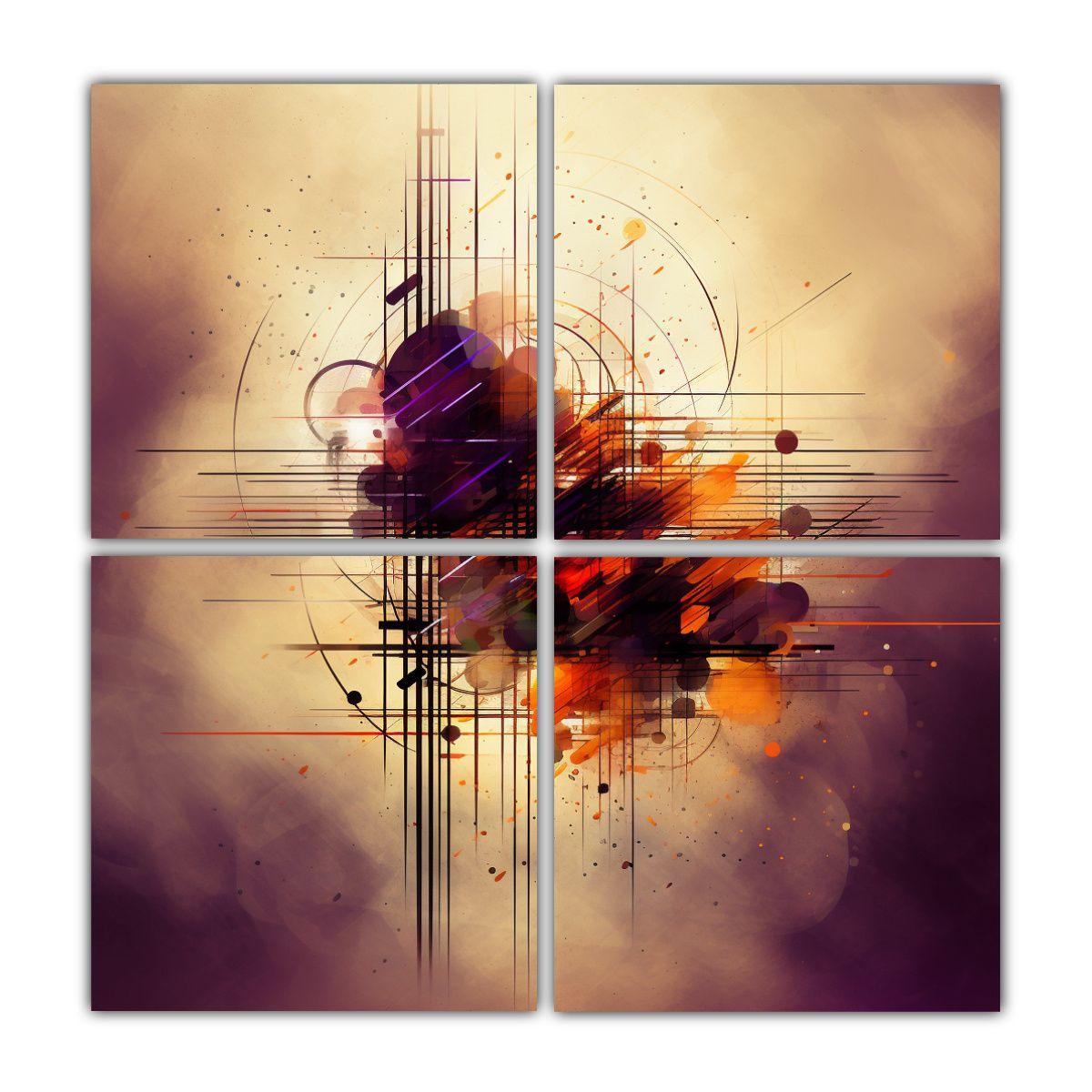 Pinturas Decorativas De 4 Artes Lineales 40x40 Cm-0