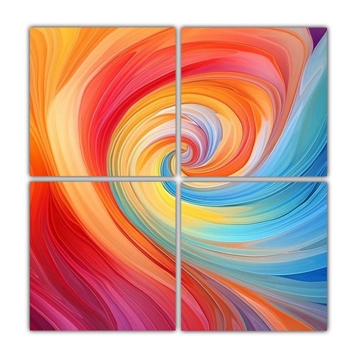 Cuadro Abstracto Con Fondo De Remolino De Colores 140x140 Cm-0