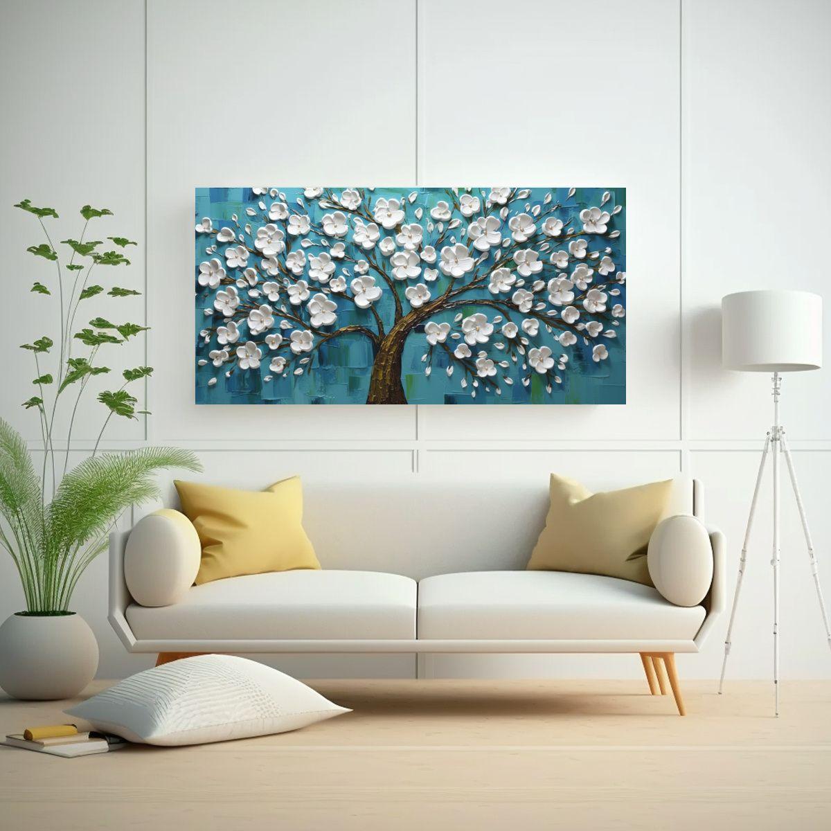 Cuadro Contemporáneo Acrílico árboles Flores 140x70cm-2
